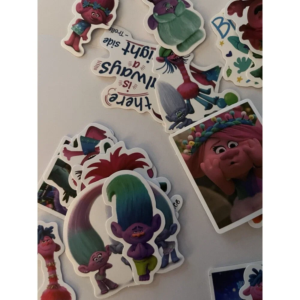 50 PCs Trolls Movie Stickers Birthday Party Favors Labels Gift Tags Bag Fillers